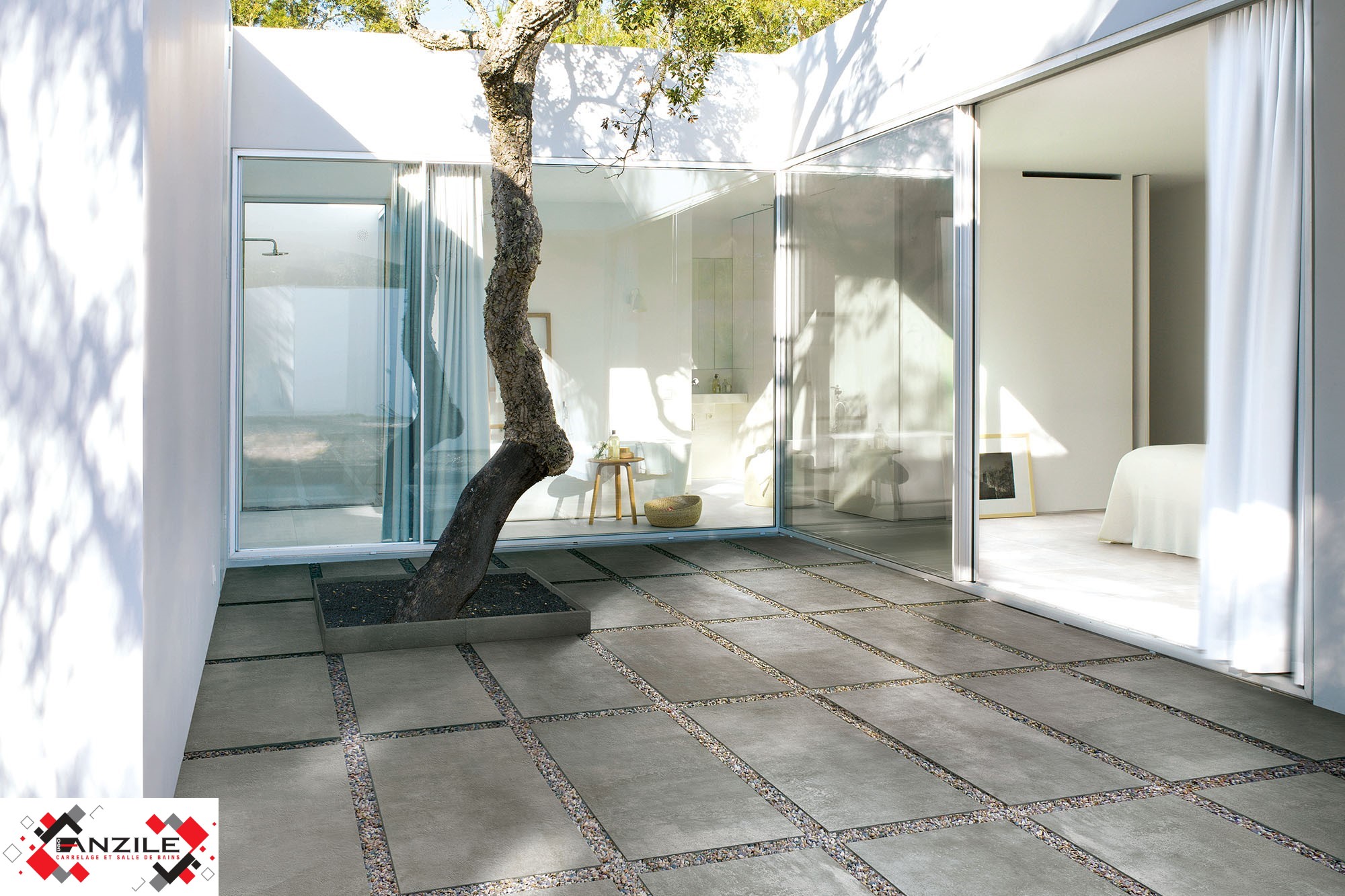 Dalles terrasse extérieur - dalles imitation béton - anzile carrelage -memento Grigio 50x100 cm