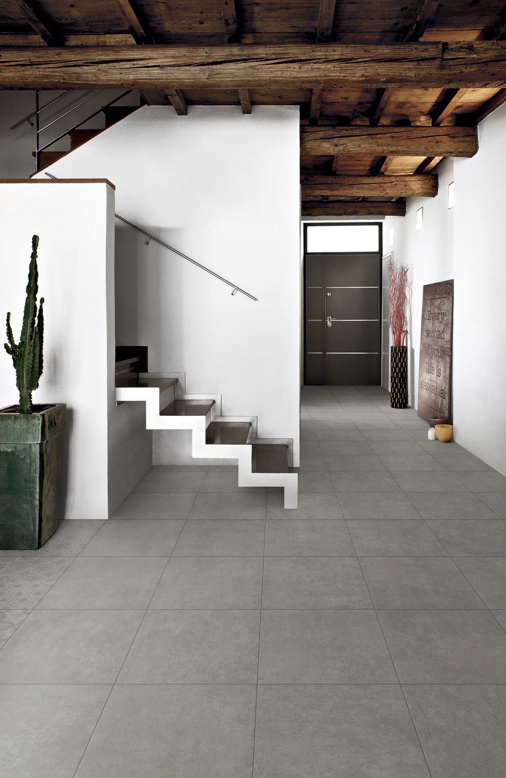 Inspiration sol maison Anzile Carrelage - Carrelage grès cérame gris effet béton - inspiration design - Planet-Grigio-450Dec-living-scaled