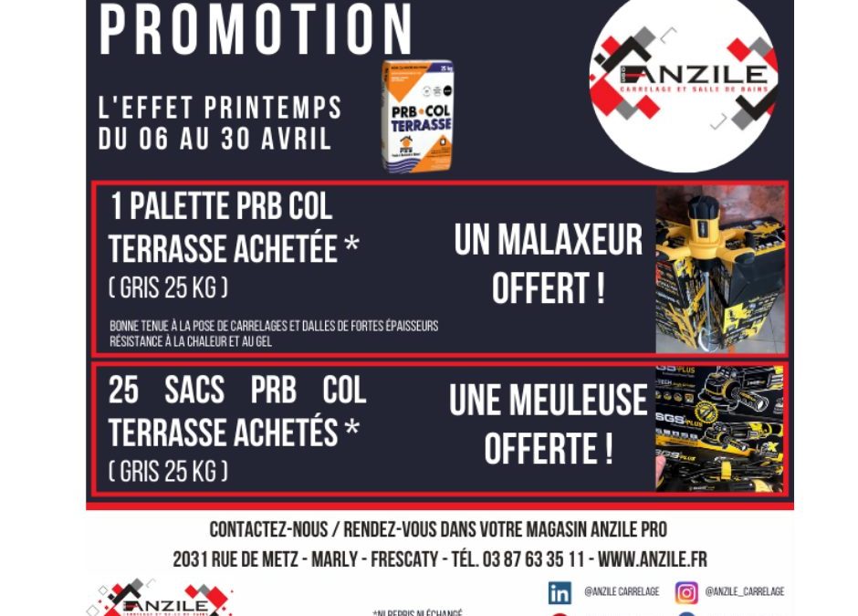 Promo chez les pros ! Offre Anzile et PRB !